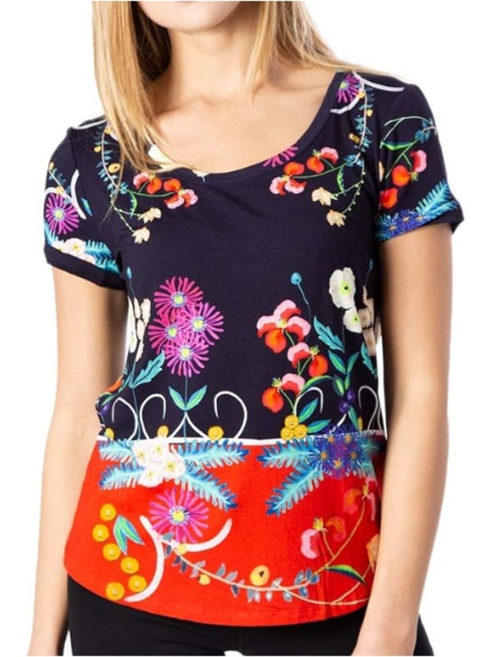 Desigual Floral Print Top - Size M